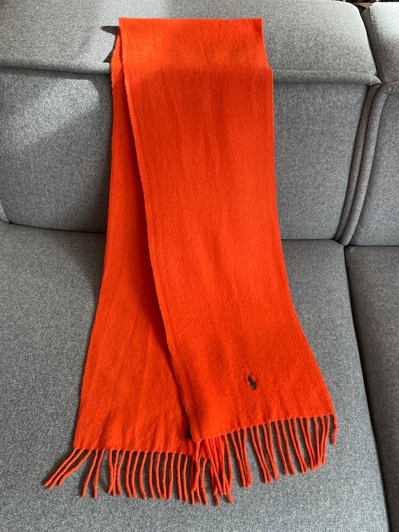 POLO　RalphLauren　Muffler　100%cashmere Vintage Ralph Lauren 100% Cashmere Scarf in Bright Orange