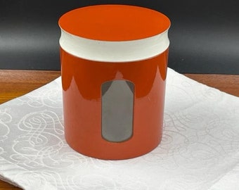 Vintage Copco Japan Canister with Clear Window in 1970s Retro Orange