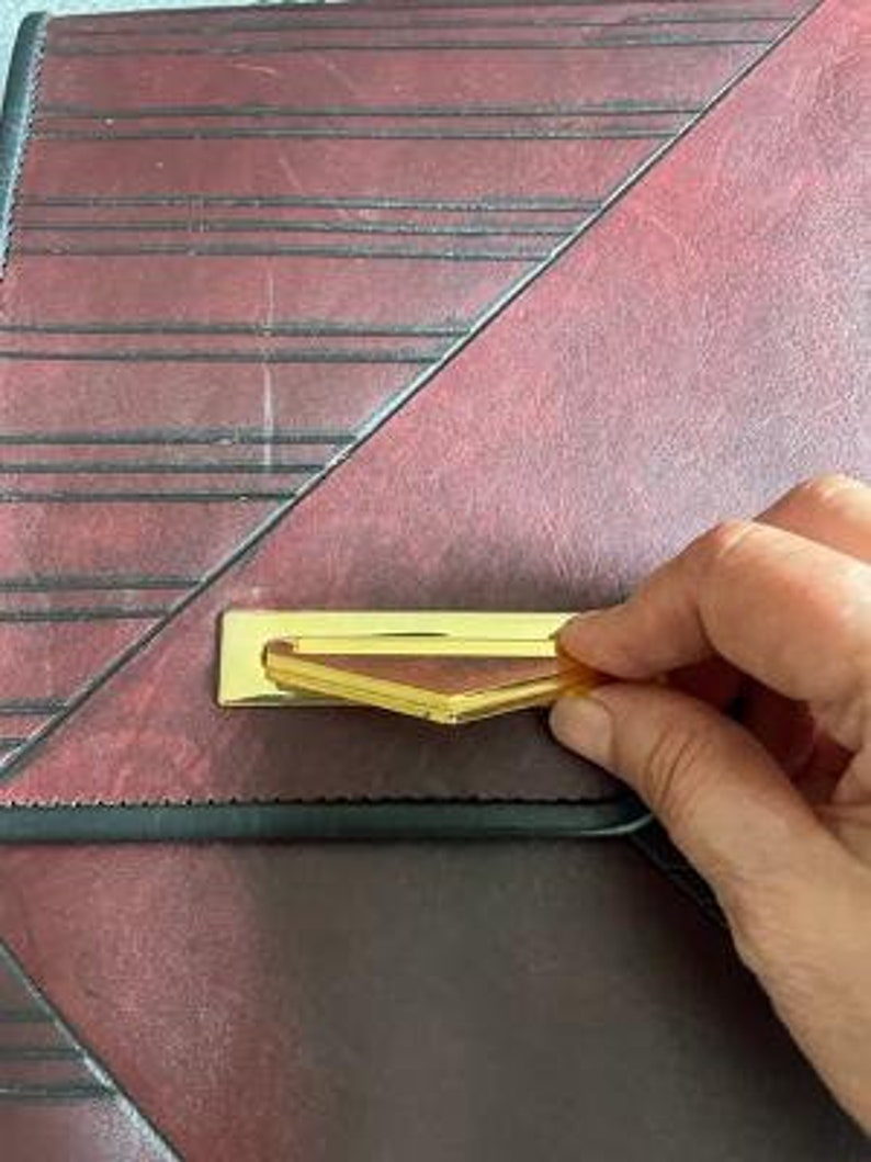 Vintage Leather Messenger Bag by Roche, Slim Vertical Case, Embossed Burgundy Leather, Gold Tone Clasp, Documents Carrier, 1980s image 3