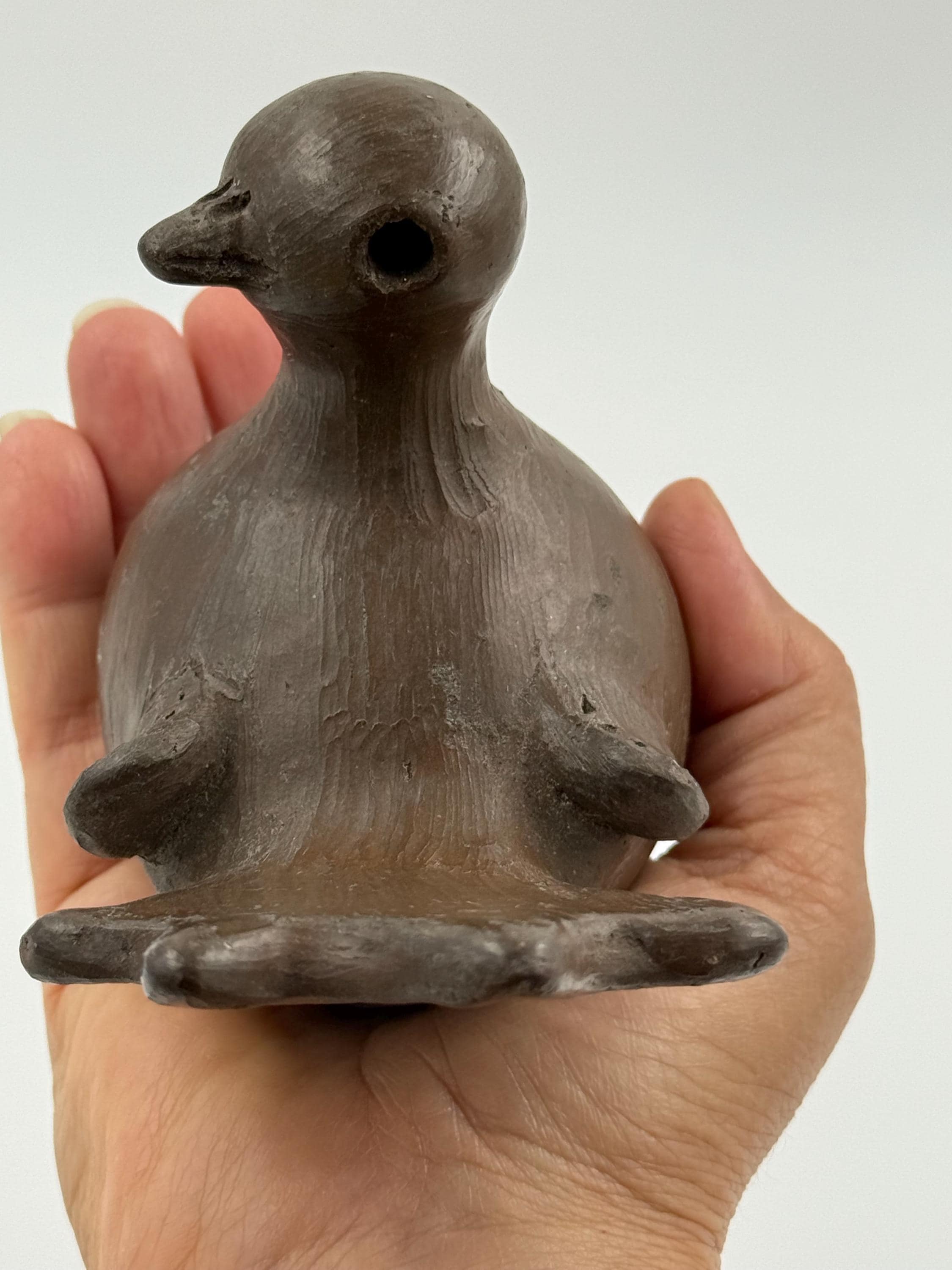 チリ産ヴィンテージ陶器鳥置物、赤土釉茶、フォークアート風、家庭や