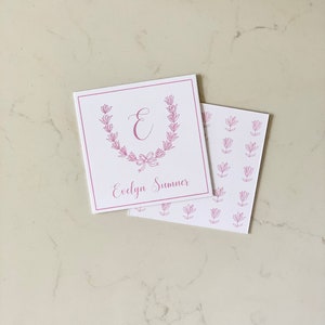Blumen-Einfassungskarten, Mädchenkarte, Baby-Girl-Karte, monogrammierte Karte