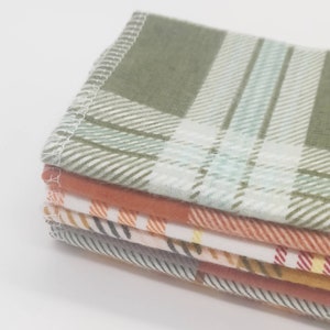 Mixed Fall PLAID Pack of 10 Zero waste unpaper kitchen towels - lightweight kitchen towel - cloth napkins