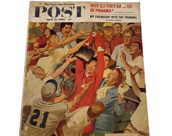 Saturday Evening Post Vintage 1960 Panama Trumans Baseball Damaged Magazine Ephemera