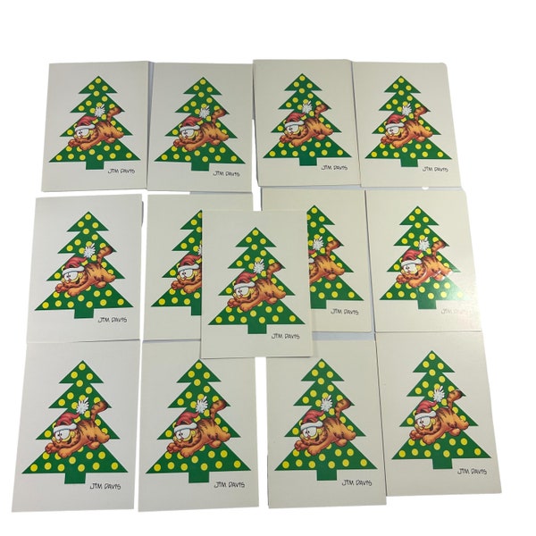 Vintage Garfield Jim Davis Christmas Card Lot of 13 Tree Santa Hat No Envelopes 1978