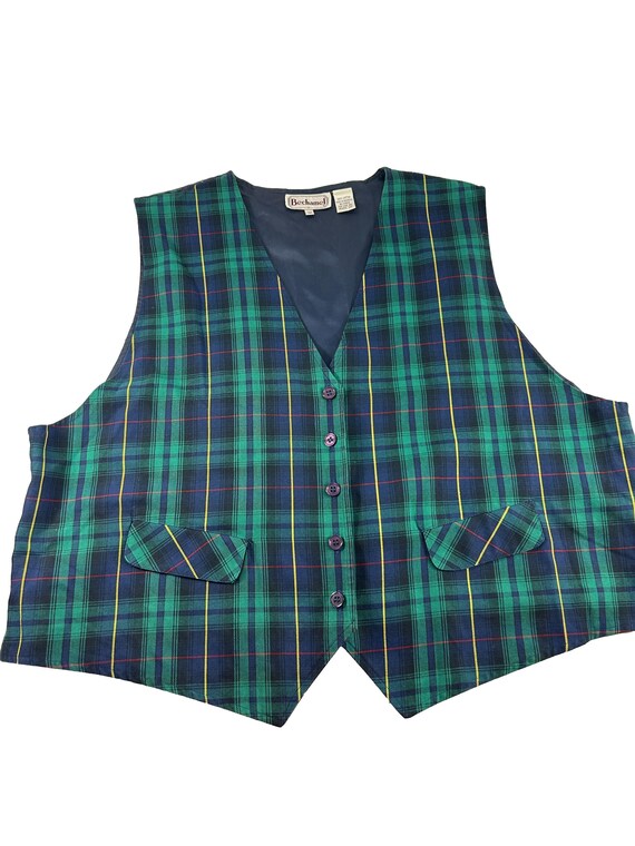 Vintage Bechamel Vest Womens Size 3X Green Blue Re