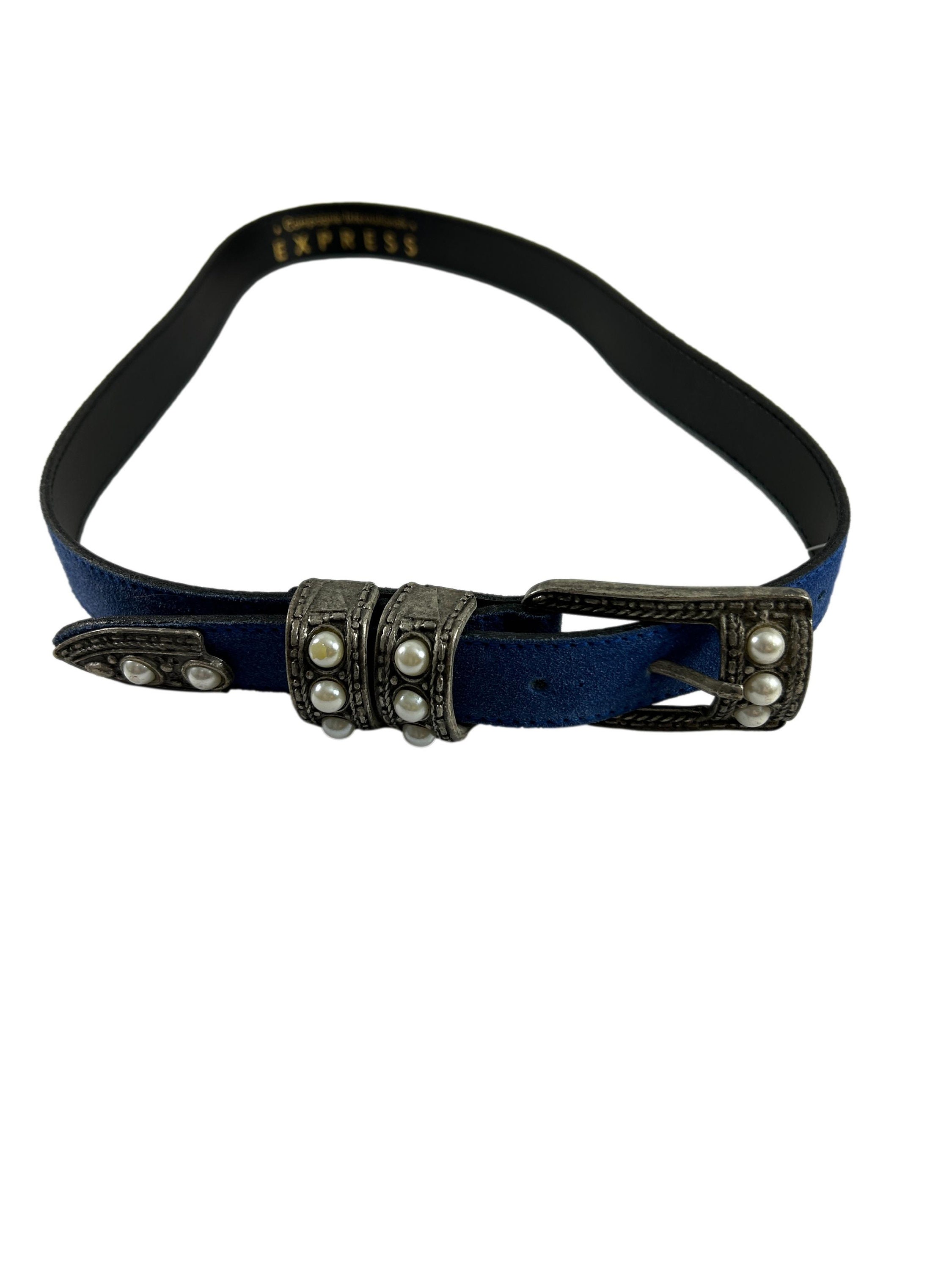 Vintage Express Belt Compagnie Internationale Leather Silver Western Studded L EXPRESS VINTAGE LOGO STUDDED BELT, LEATHER W/ SILVER STUDS  main image 3