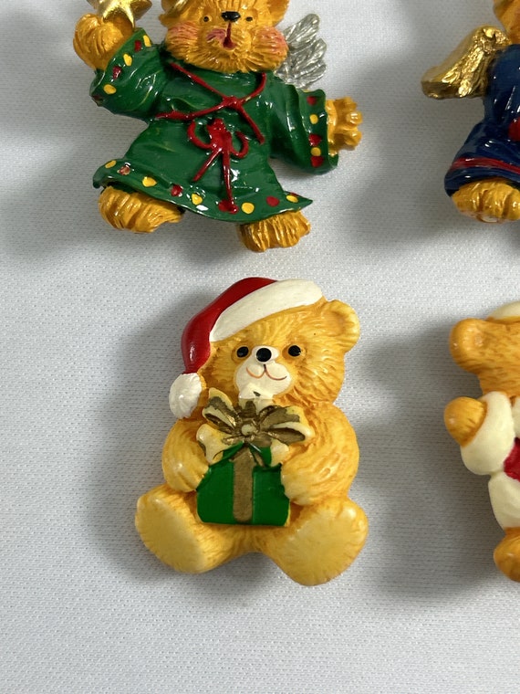 Vintage Lot of 4 Christmas Teddy Bear Pins Brooch… - image 2