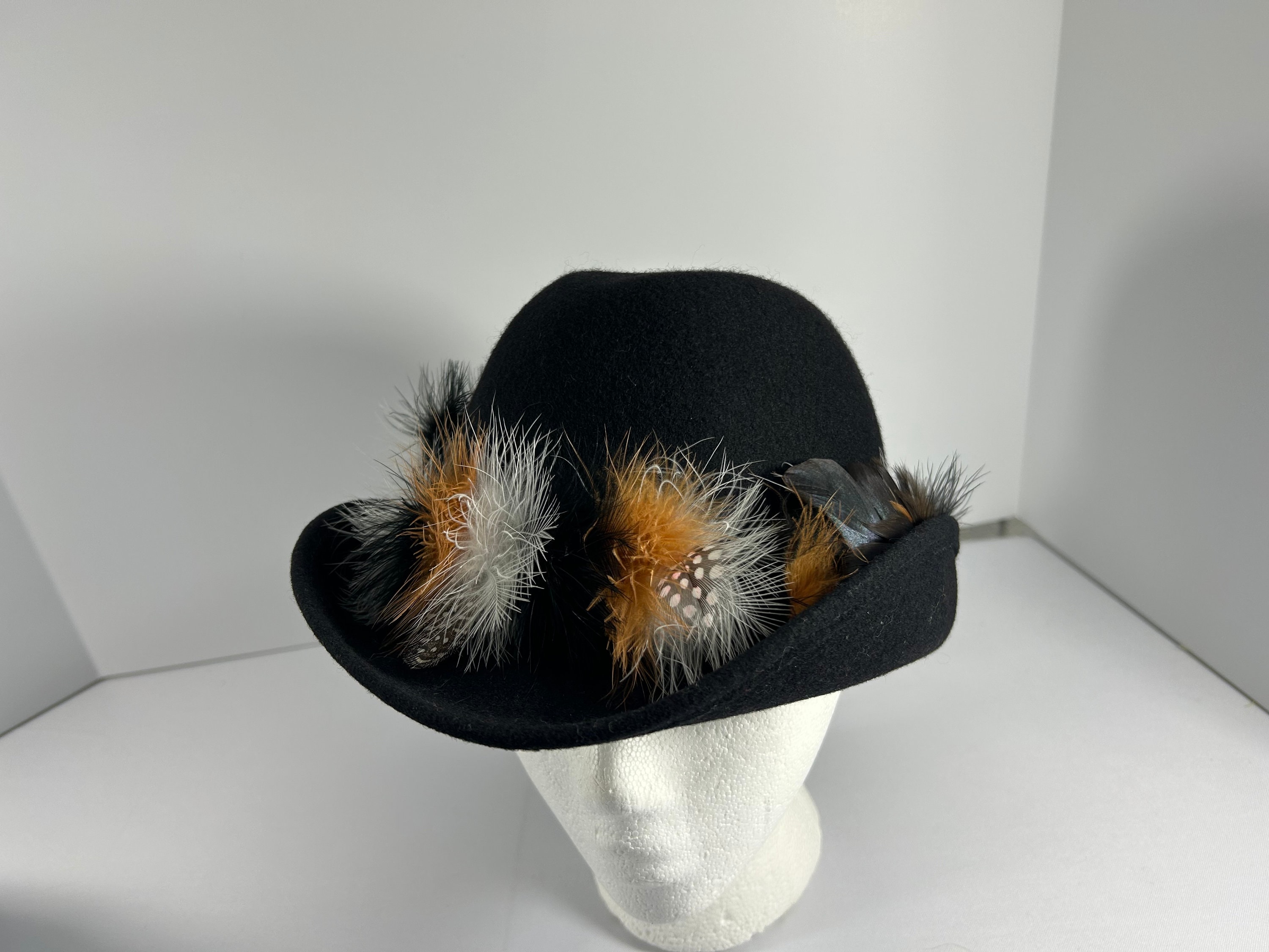 Vintage Geo W Bollman Black Doeskin Felt Wool Fedora Hat  display picture 1