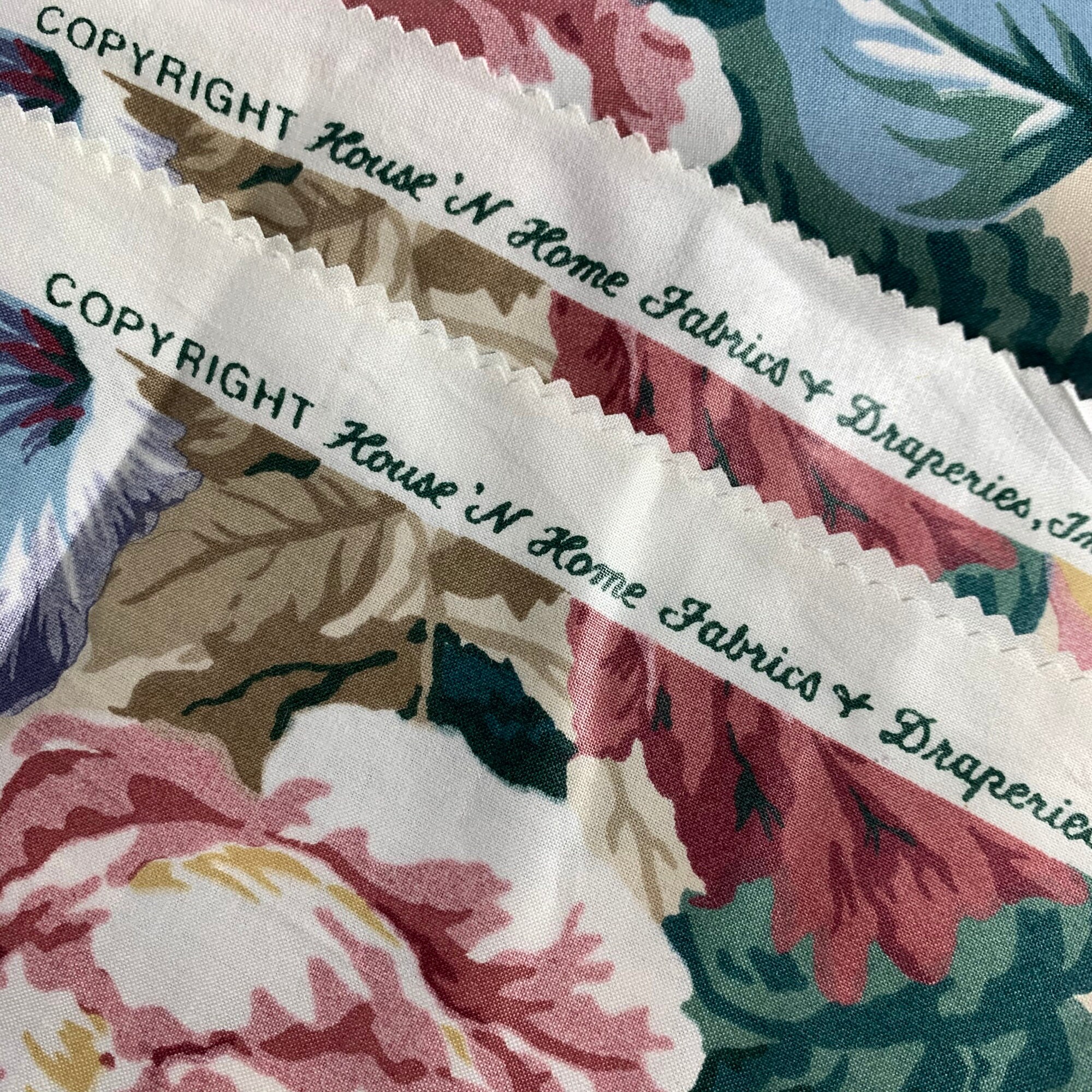 House N Home Fabrics Draperies 3 Pieces 2 Yards Each Floral Roses Pink Green Blue 1986 Preshrunk