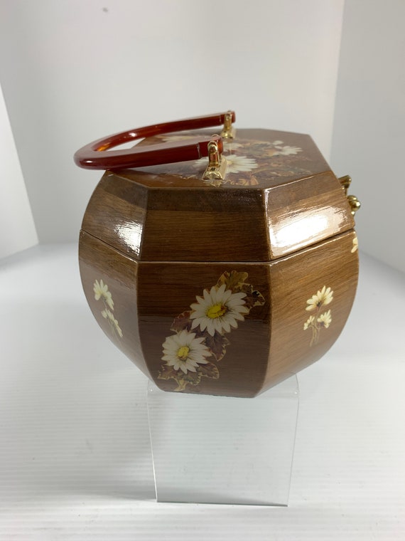 Vintage Decoupage Wood Box Brown Floral Daisies F… - image 4