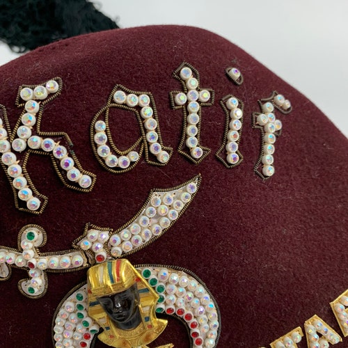 Vintage Shriners Fez Hat shops El Katif Directors Staff Heavily Jeweled Tassel