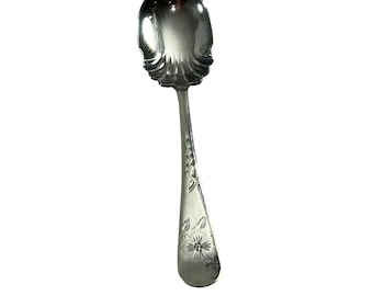Vintage Rockford Sugar Spoon Rockport Silverplate S. P. Co 5 Star Line Flowers