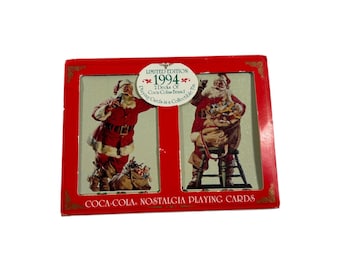 Vtg 1994 Christmas Santa Claus Coca Cola Playing Cards Limited Edition 2 Decks
