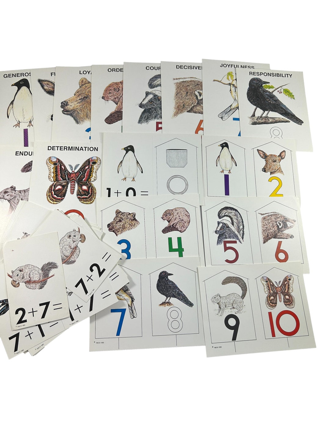 Vintage Large Size Flash Cards Single Sided Numbers Arithmetic Etsy