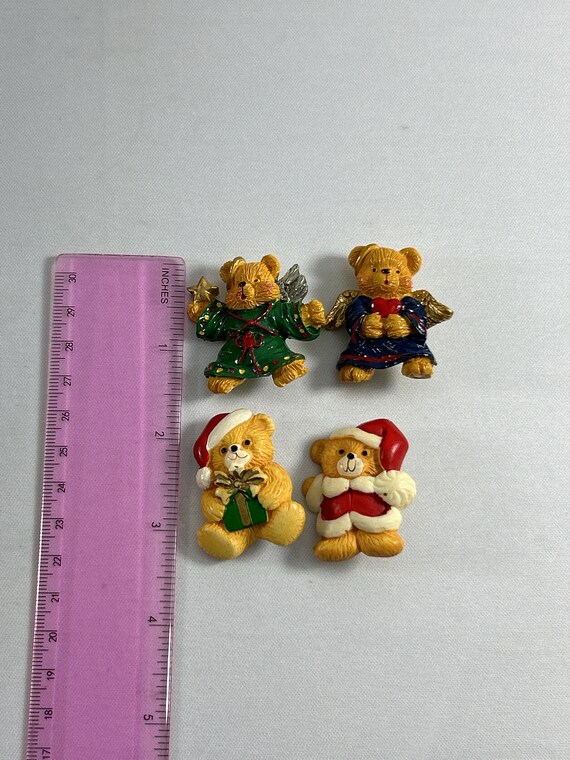 Vintage Lot of 4 Christmas Teddy Bear Pins Brooch… - image 7