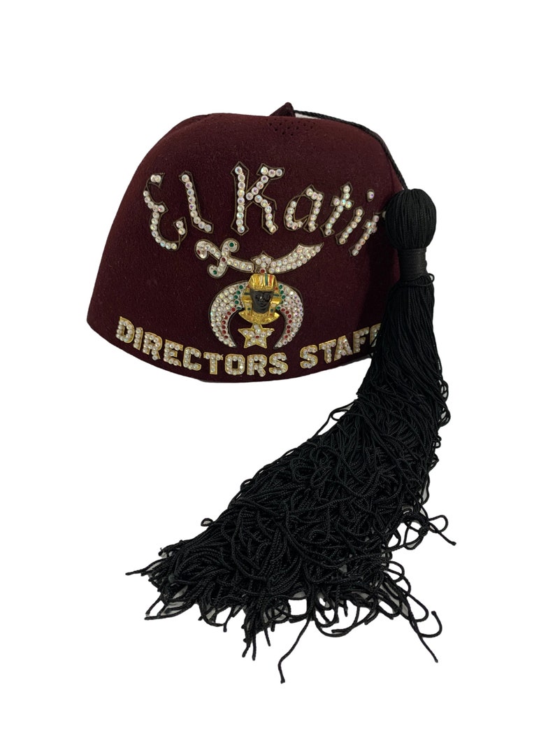 Vintage Shriners Fez Hat shops El Katif Directors Staff Heavily Jeweled Tassel