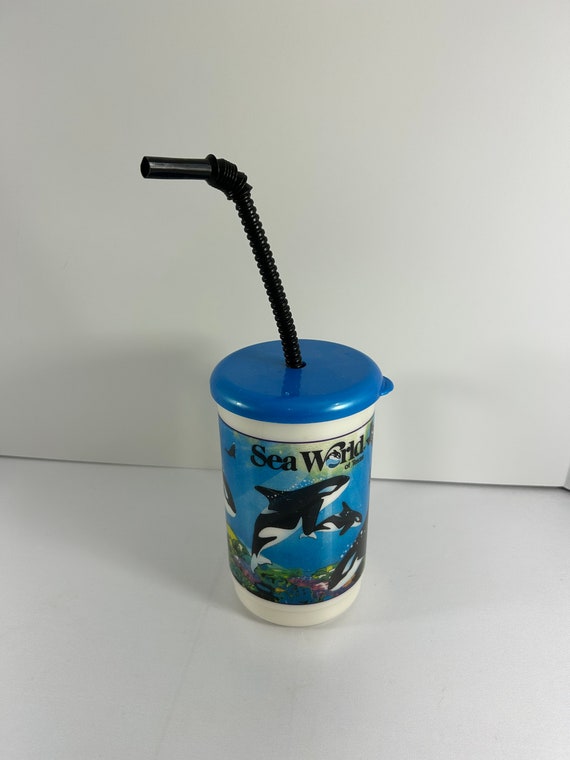 Seaworld Love Ocean drink tumbler Straw Souvenir Park Cup New