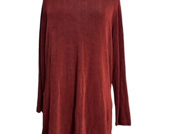 Vintage Softwear Size Large Slinky Stretch Travel Top Long Sleeve Tunic Rust