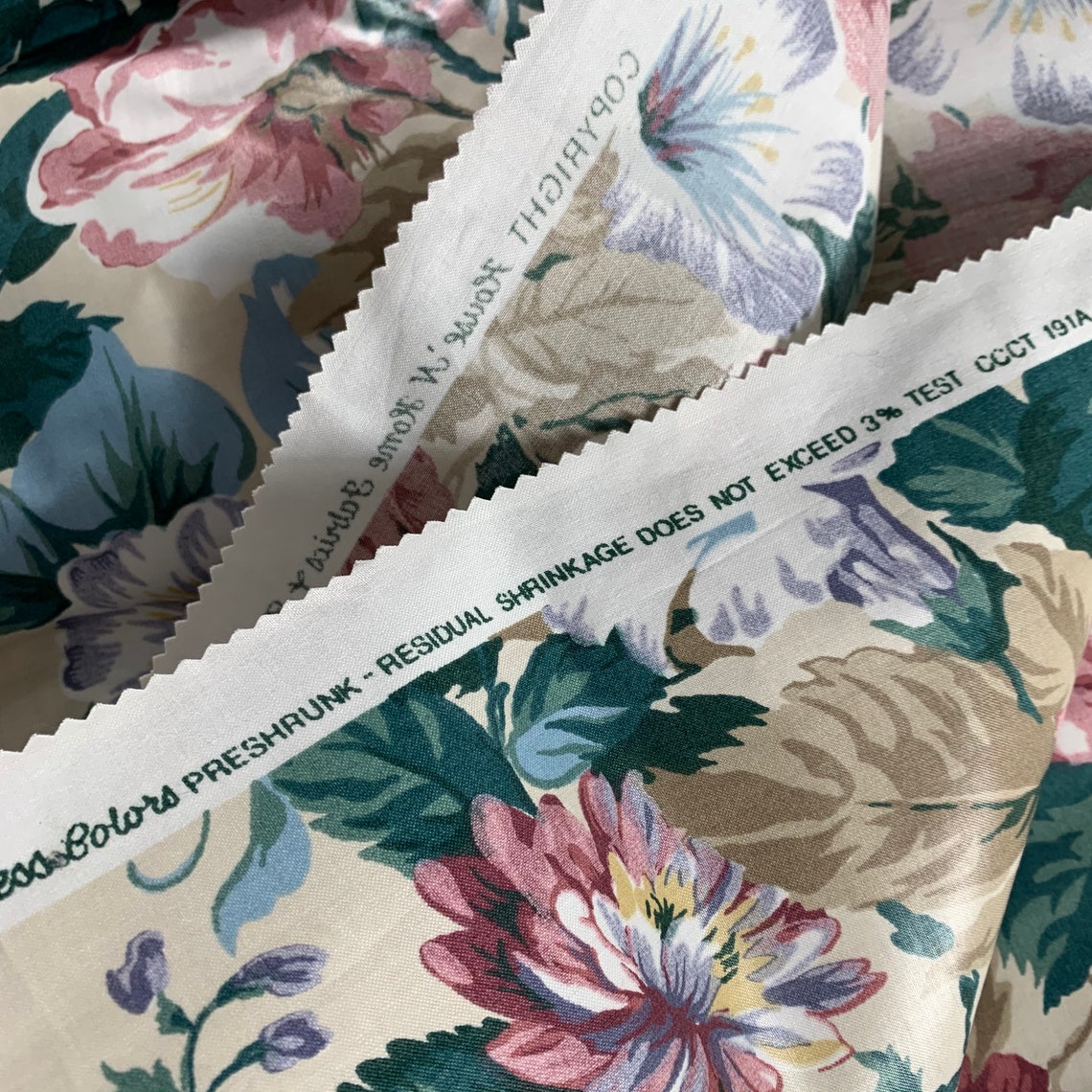 House N Home Fabrics Draperies 3 Pieces 2 Yards Each Floral Roses Pink