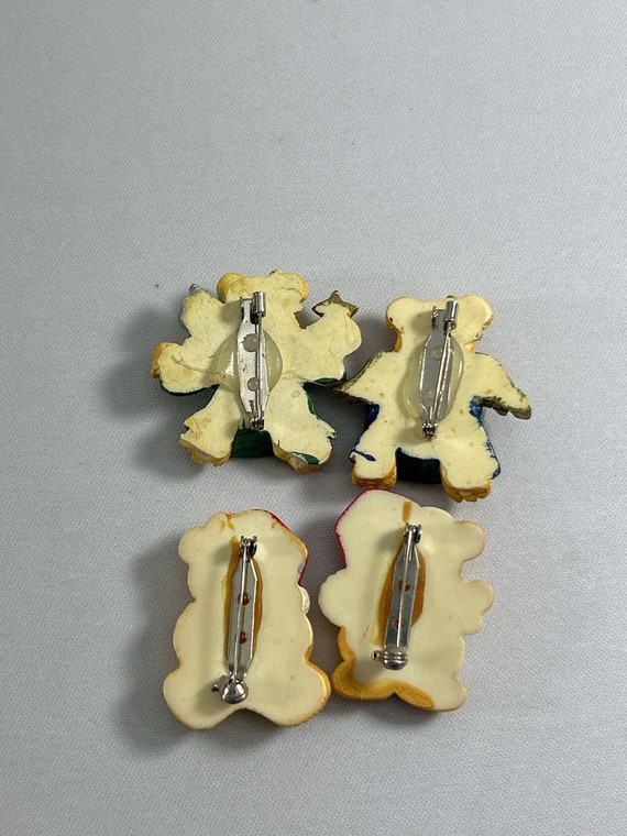 Vintage Lot of 4 Christmas Teddy Bear Pins Brooch… - image 6