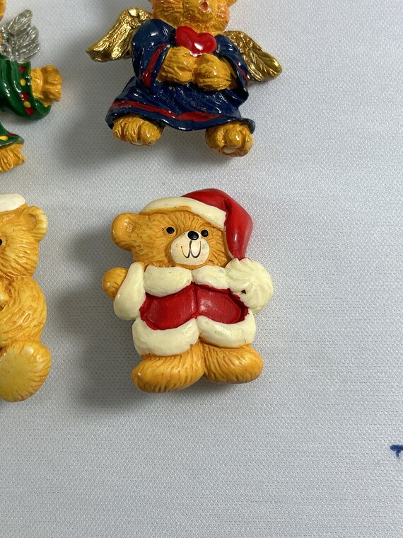 Vintage Lot of 4 Christmas Teddy Bear Pins Brooch… - image 3