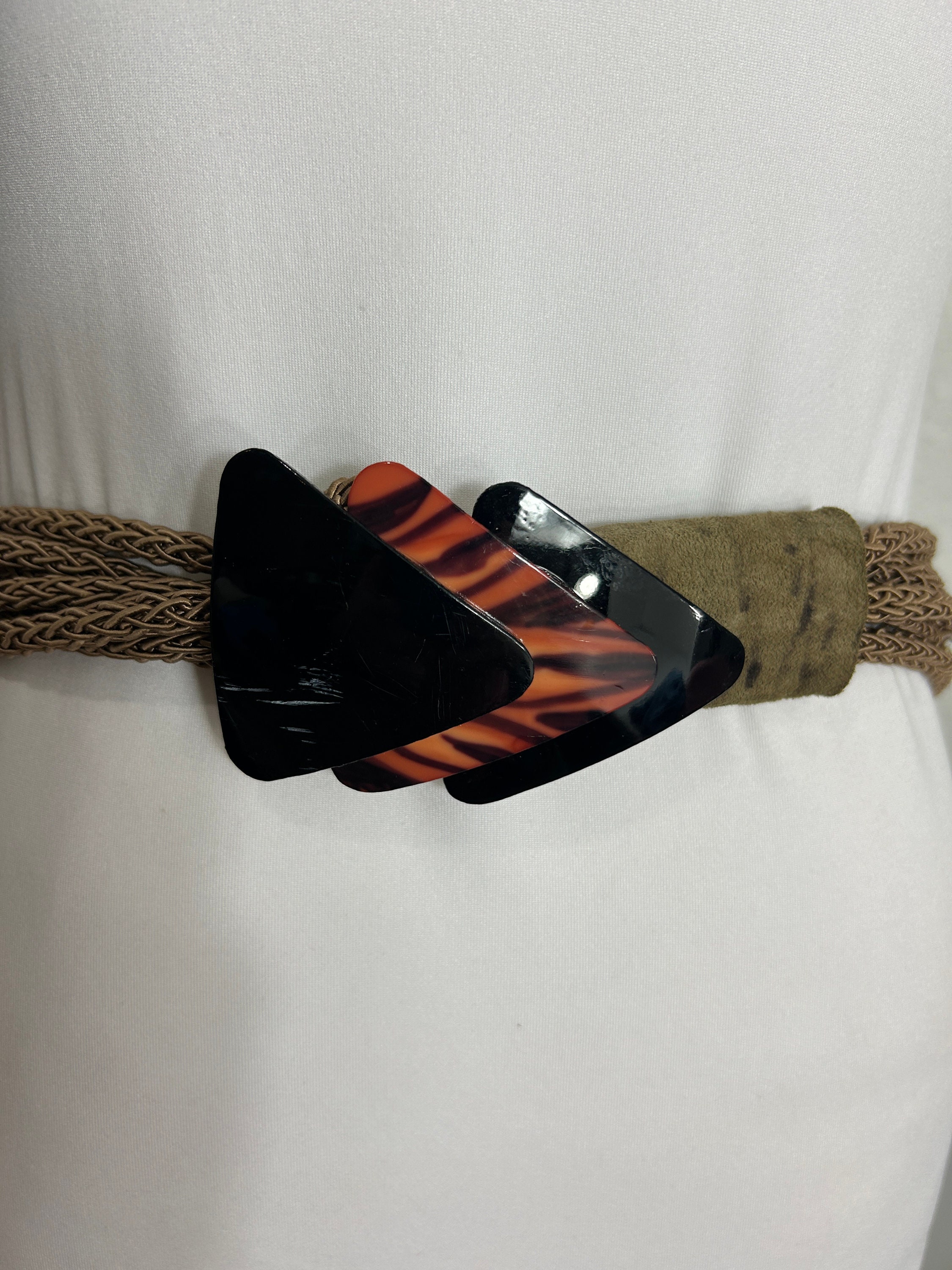 Vtg Carolyn Tanner Designs Belt Woven Braided Cord Plastic  display picture 3