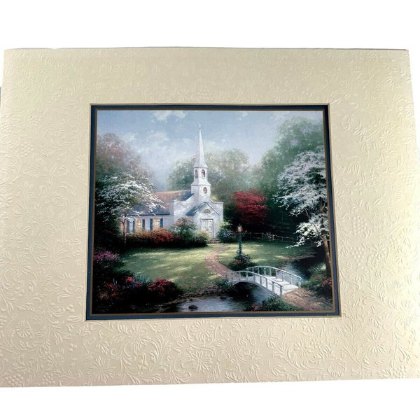 Thomas Kinkade Hometown Chapel Matte Lithograph 11" X 14" Ready for Framing