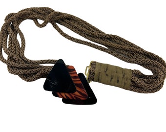 1980s Vintage Carolyn Tanner Belt Black and Gold Rope & Cord  display picture 3