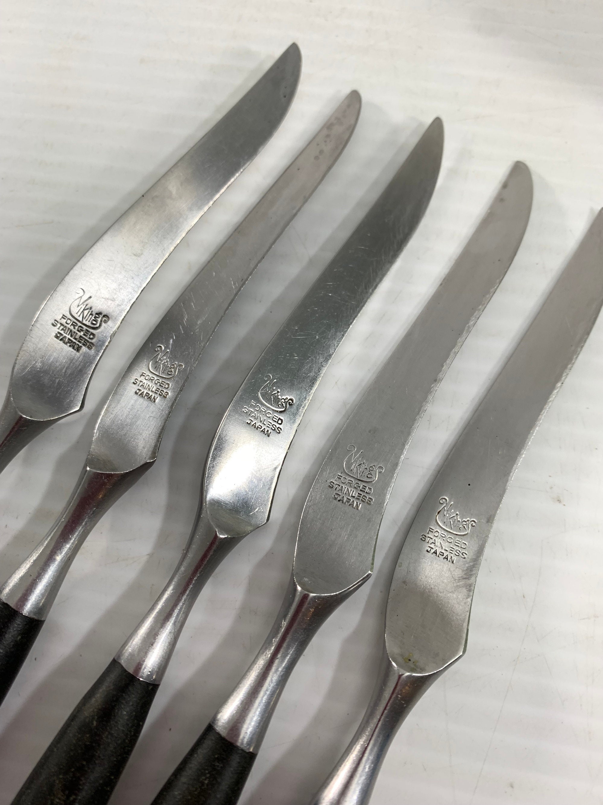 Vintage Mid Century Modern Viking Steak Knife Set of 5 Stainless Japan Black Handle Etsy