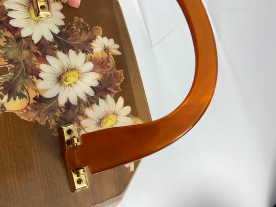 Vintage Decoupage Wood Box Brown Floral Daisies F… - image 7