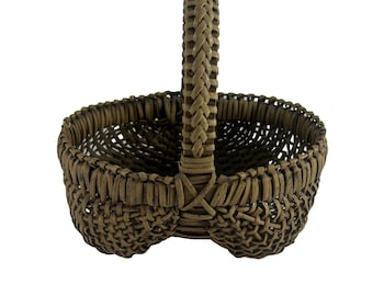 Vintage Buttocks Basket Egg Gathering Small Rustic Primitive Folk Art Woven