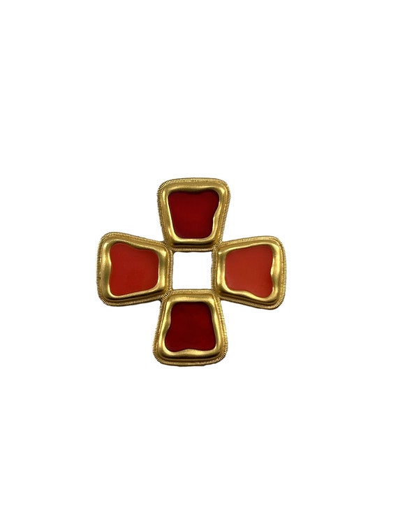 Vintage Anne Klein Large Maltese Cross Brooch Pin 