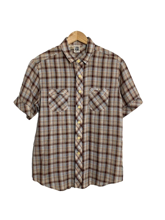 Vintage 70s Kennington Mens Shirt Short Sleeve La… - image 1