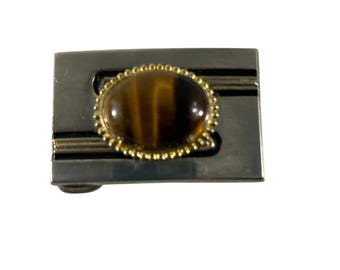 Vintage Belt Buckle Silver Tone Tigers Eye Cabochon Gemstone Western Cowgirl Vintage Belt Buckle Silver Tone Tigers Eye Cabochon Gemstone  main image 3