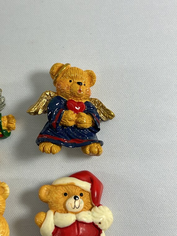 Vintage Lot of 4 Christmas Teddy Bear Pins Brooch… - image 4