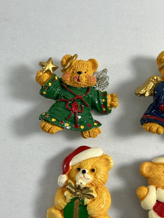 Vintage Lot of 4 Christmas Teddy Bear Pins Brooch… - image 5