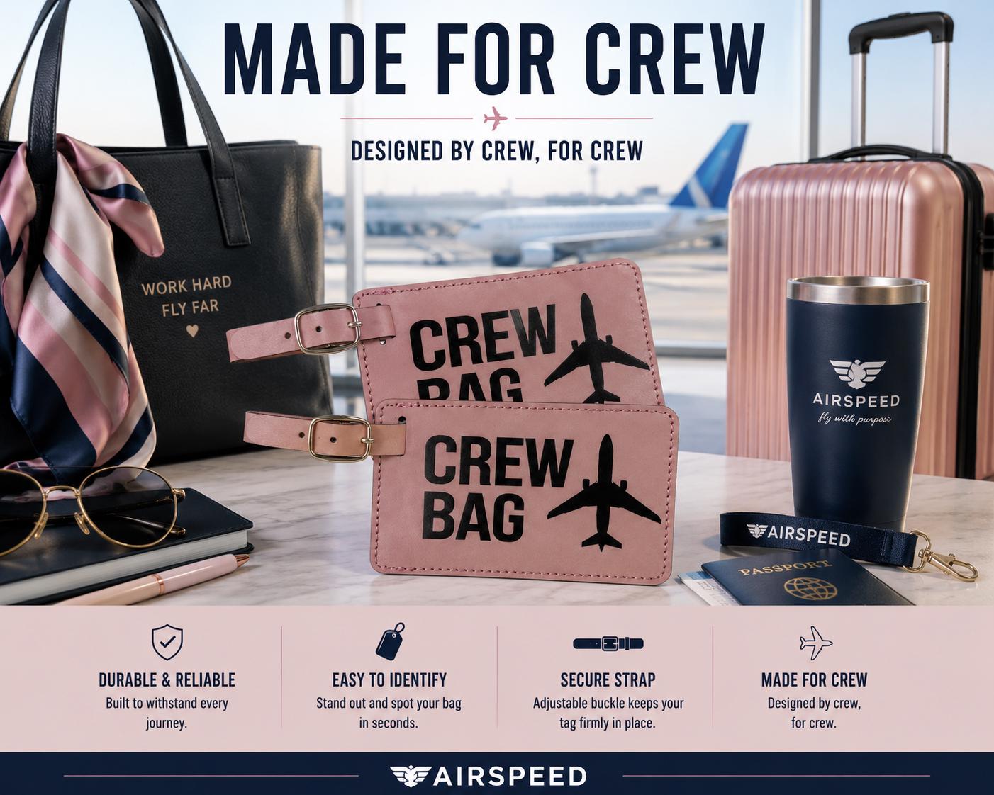 Airline Crew Bag Tag Set: Faux Leather Travel Accessories - Etsy 日本