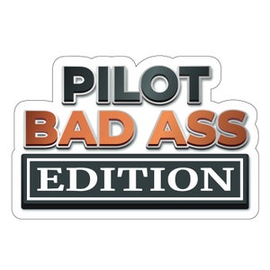 Bad Ass Pilot, Sticker, Aviation Sticker, Pilot Sticker, Private Pilot, Flight Crew, Decals for Pilots, Pilot Gift, Airplane, Gifts for Men