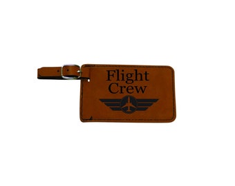 Flight Crew Personalized Leather Luggage Tag, Pilot Gift, Bag Tag for Pilots, Luggage Gift, Engraved Leather