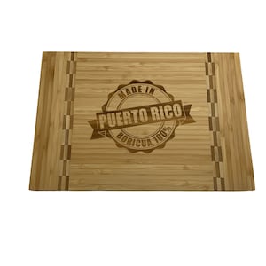 Vibrant Puerto Rican Pride: Bamboo Cutting Board for Boricua Kitchen Decor
