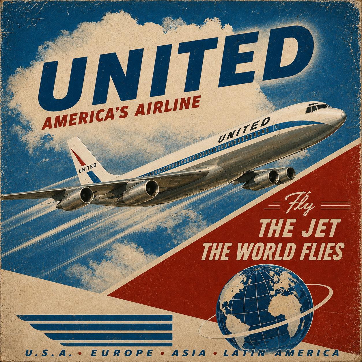ユナイテッド航空ビンテージ オリジナルポスター United Airlines Vintage United Airlines Sign - Etsy