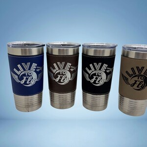 Engraved Leather Aviation Tumbler: Pilot Gift, Live to Fly 20oz