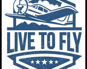 Live To Fly Sticker: Aviation Pilot Decal - Laptop, Travel, Bumper