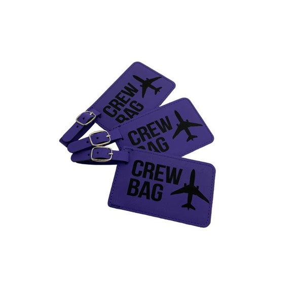 Purple Leather Flight Crew Luggage Tag Set of Three - Etsy