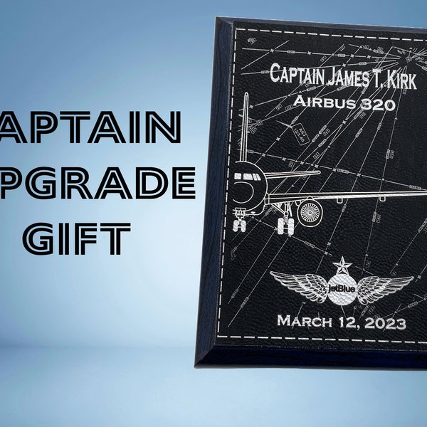 Placa de ascenso de capitán - Personalizada - Regalo para piloto - Regalos para capitanes - Regalos de aerolíneas