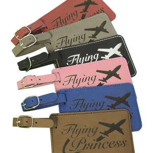 Personalized Luggage Tag, Flying Princess, Kids Luggage, Bag Tag, Travel Accessories, Engineered Leather, Flight Attendant