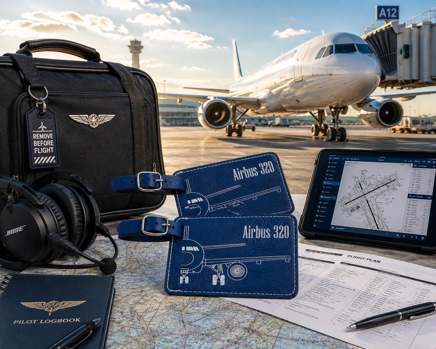 Airbus A320 Leather Luggage Tag Set: Pilot Gifts - Etsy
