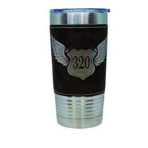 Aviation Coffee Cup, Insulated, Leather Engraved,Aviation Gift for Airbus Pilot, Airplane Mug
