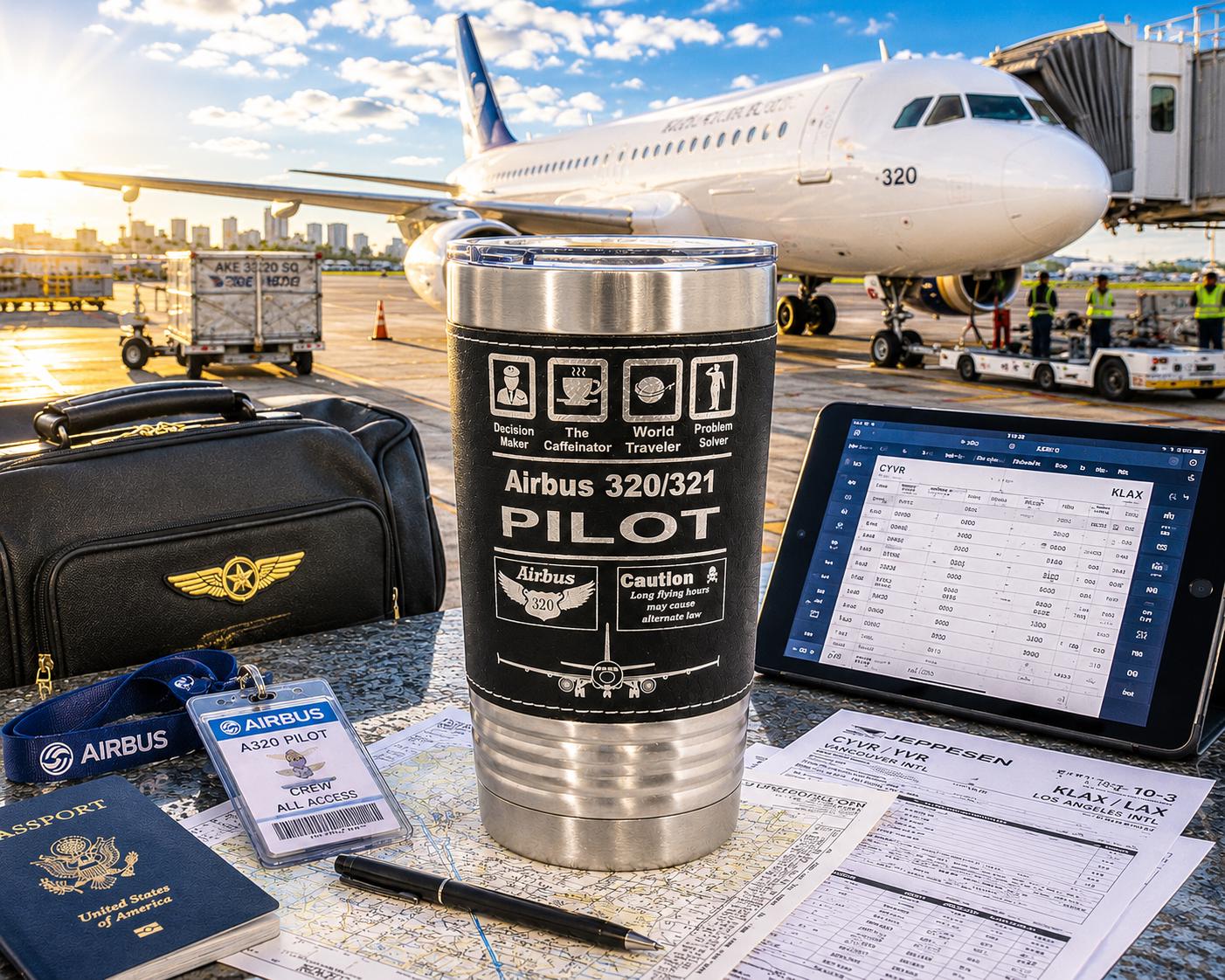 Airbus 320 Pilot Tumbler: Engraved Leather Aviation Gift - Etsy