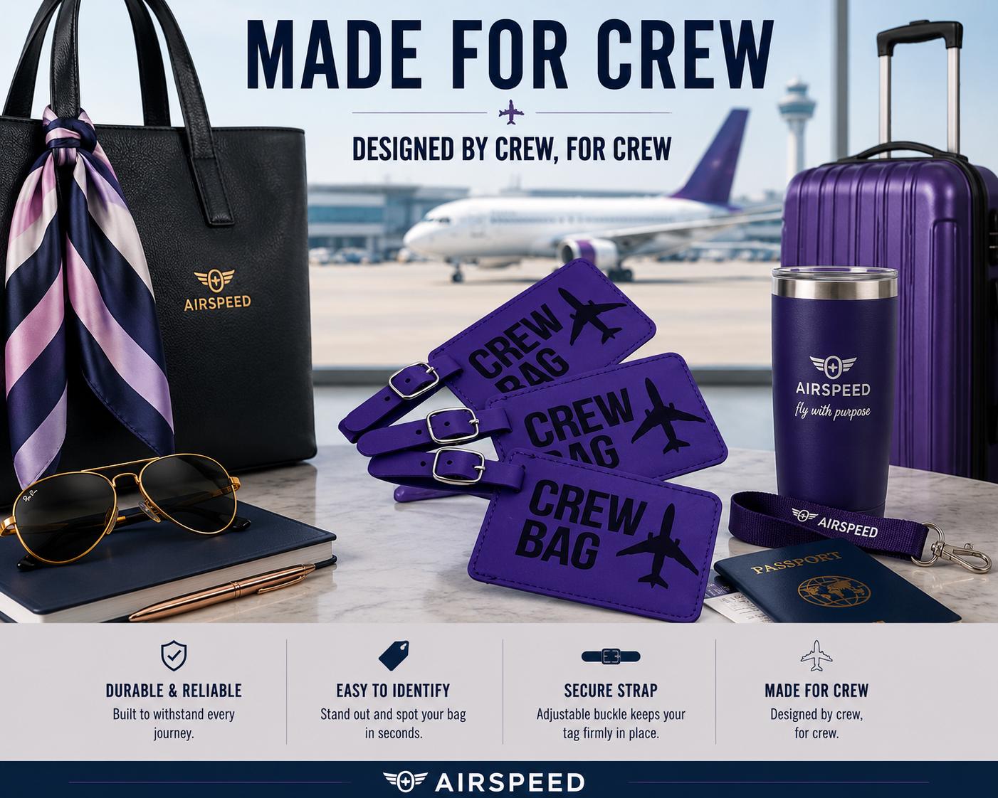 Purple Leather Flight Crew Luggage Tag Set of Three - Etsy